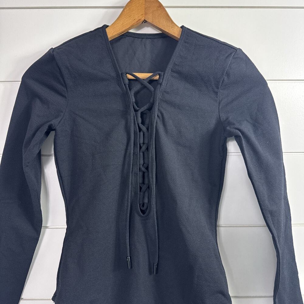 JETS Australia The Front Plunge Surfsuit Swimsuit Long Sleeve Black sz 4 - Picture 2 of 9